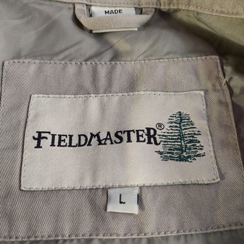 VTG Fieldmaster Men's Size Large Beige Zip Up Pockets Lined Jacket Size L - Picture 7 of 8